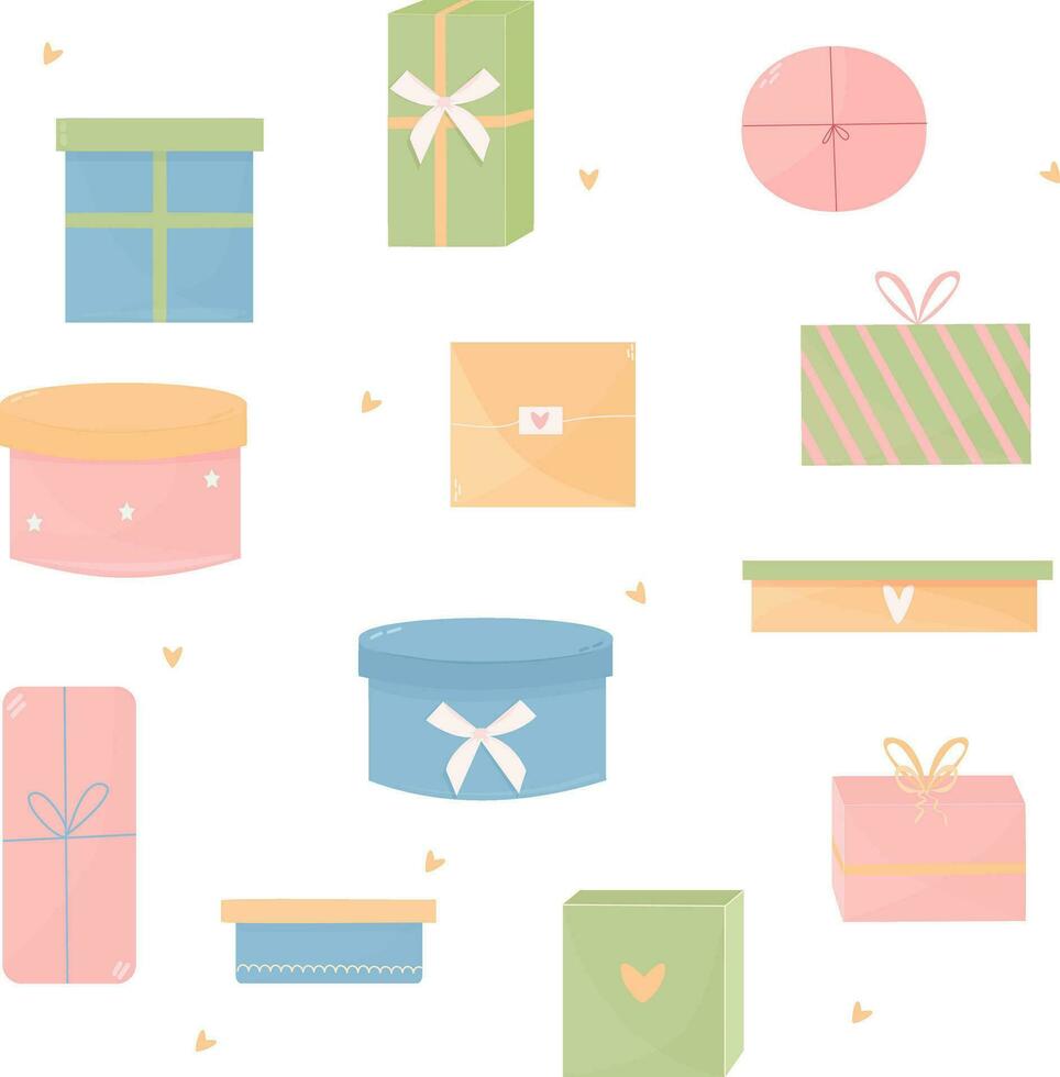 Set of different present boxes. Vector illustration