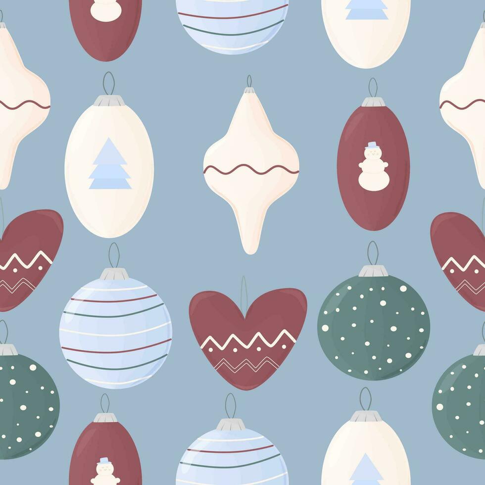 Christmas and New Year decorative balls seamless pattern. vector