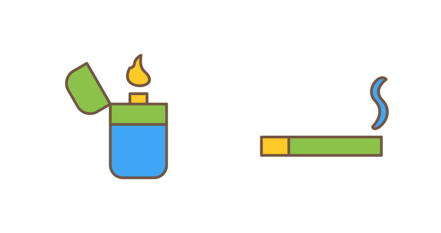 lighter and lit cigarette Icon vector