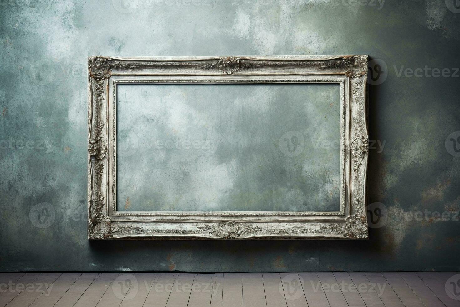 An old picture frame on an old shabby wall. Generated by artificial intelligence photo