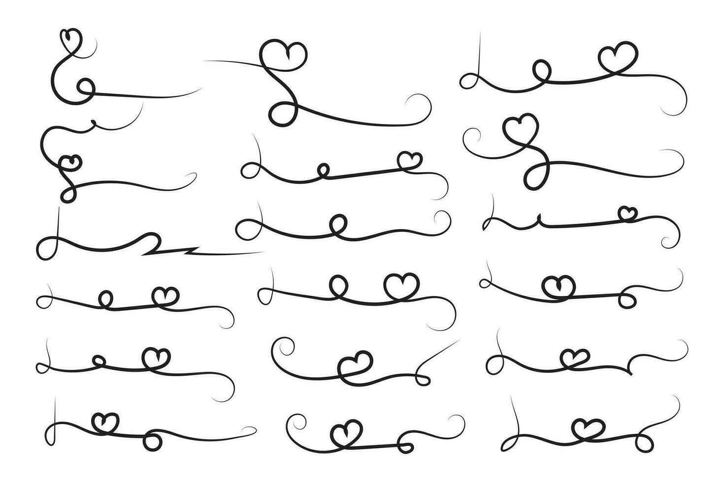 Lettering underline curly swoosh text elements, Typography font curve tail Highlight vector, Text Tails Swooshes Baseball Sign, calligraphy swish wavy decorative swirls, Swirl Lines tail ornaments vector