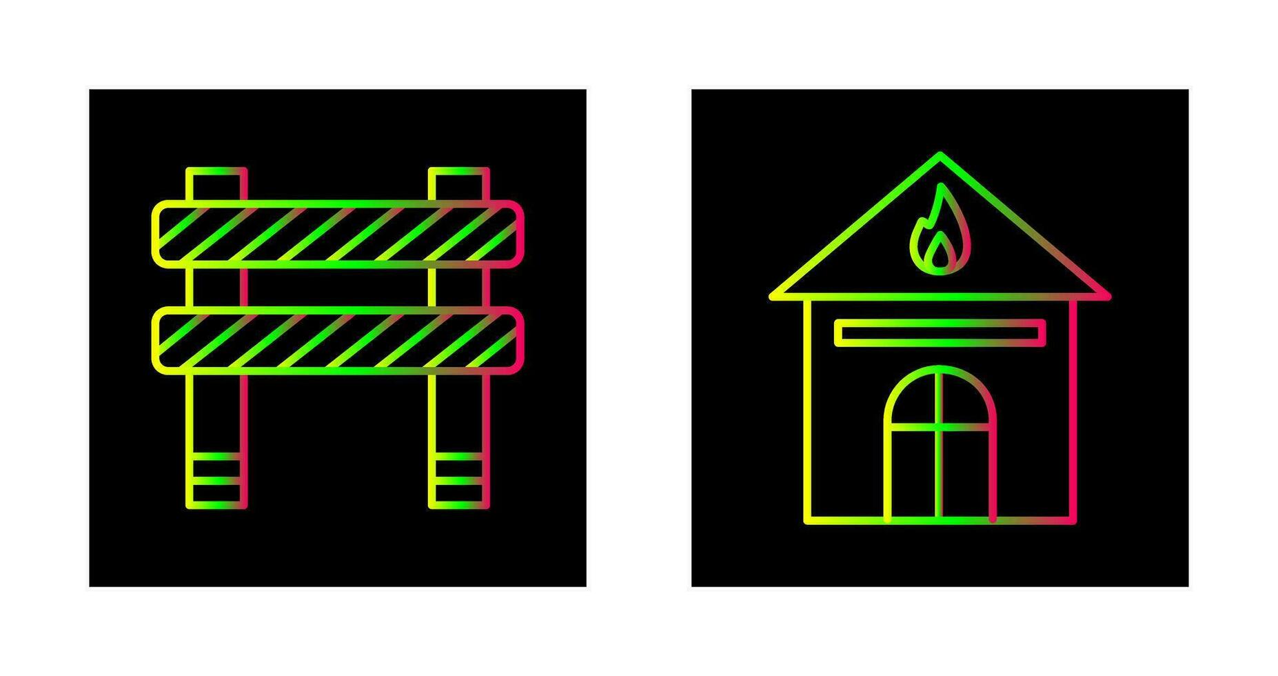 barrier and house on fire Icon vector