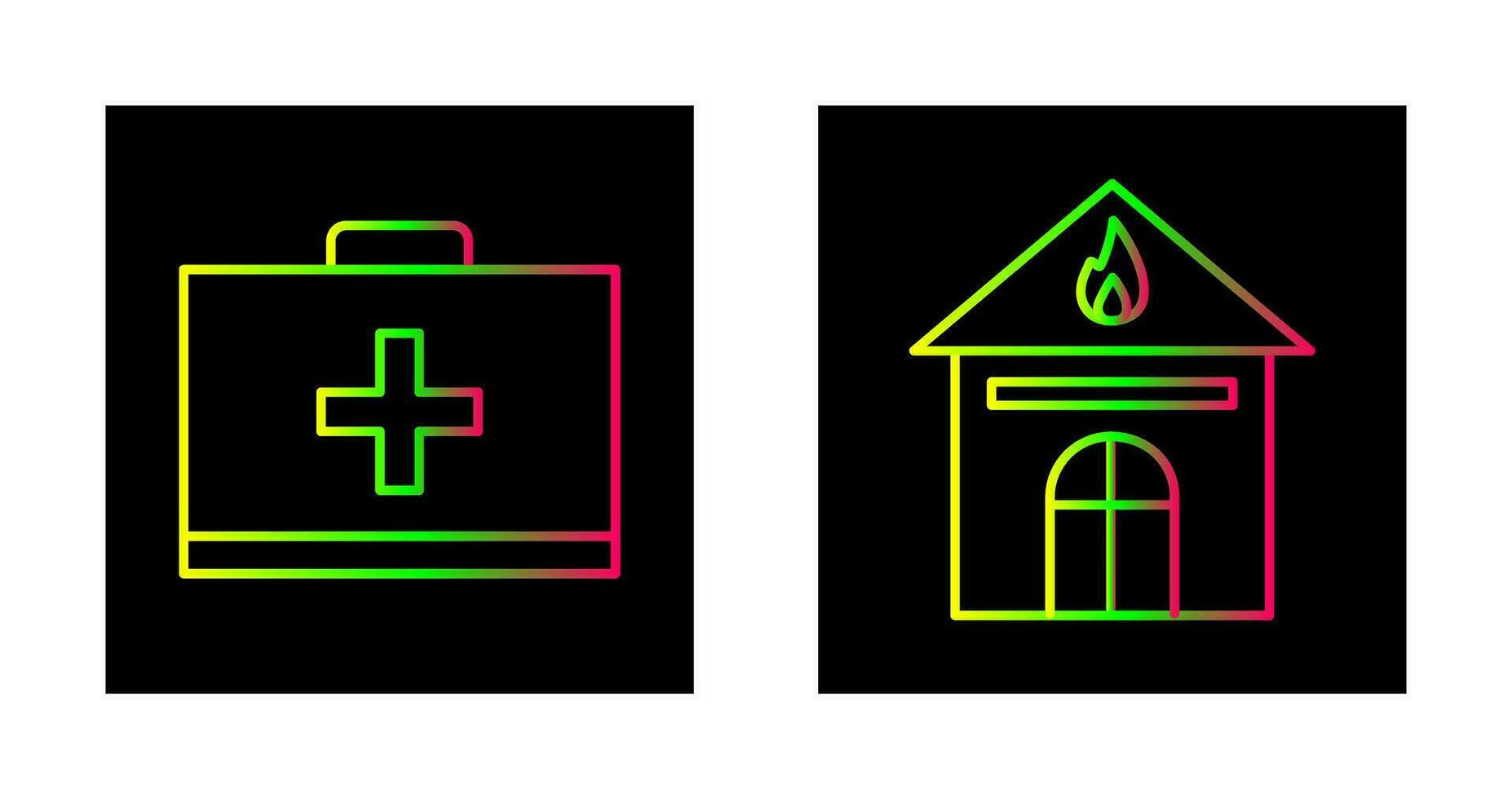 primero ayuda y casa en fuego icono vector