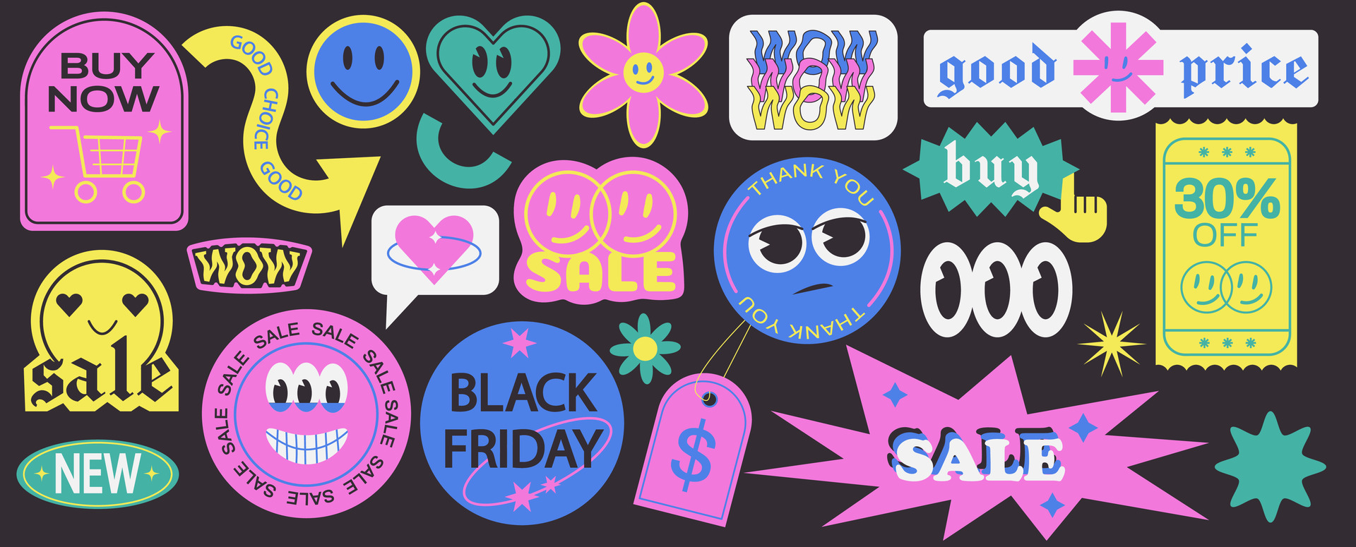 Neon - Retro Sticker Pack