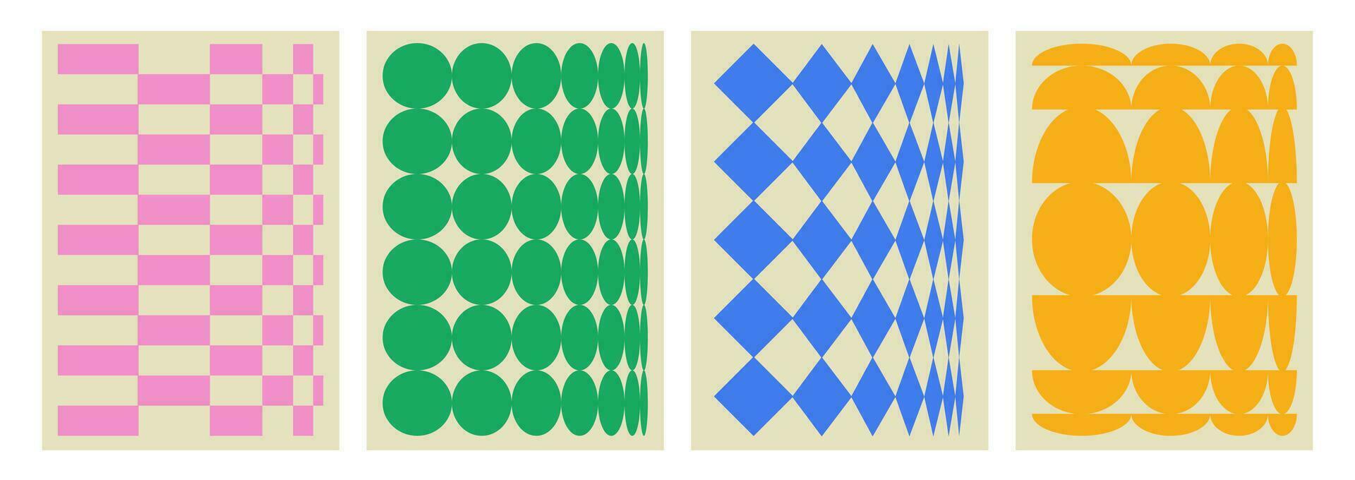 Playful geometric abstract background. Brutal contemporary figure circle oval wave patterns. Poster with shapes in 90s brutal style. Swiss design aesthetic. vector
