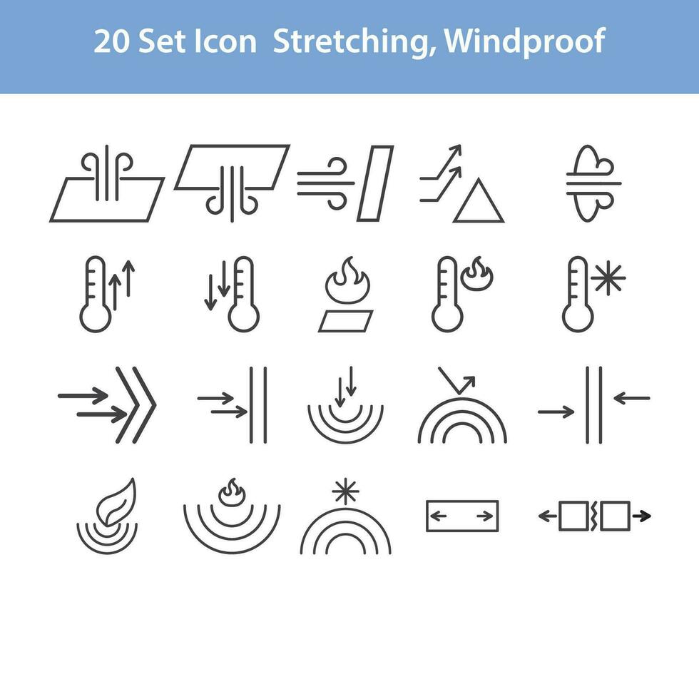 Simple Collection of Line Icons Fabric Properties, such as stretch, reflectance. Strokes can be edited. vector