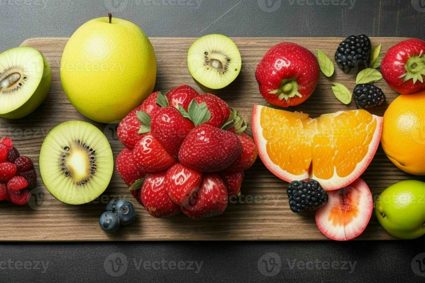 various mixed healthy fruits. background. AI Generative Pro Photo