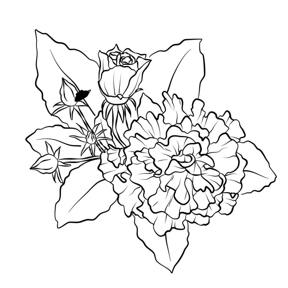 Hibiscus Floral Line Art vector