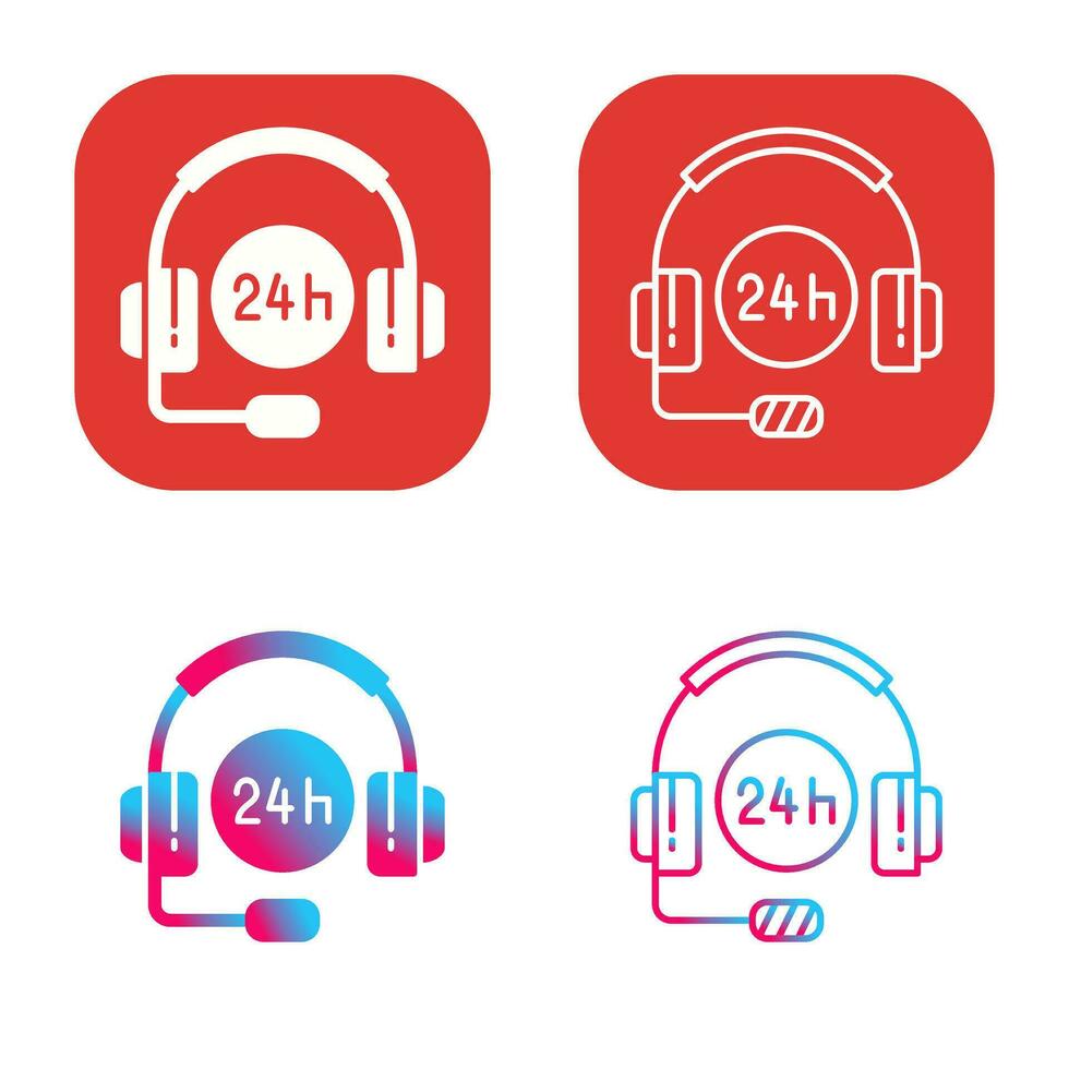 24 Hours Support Vector Icon