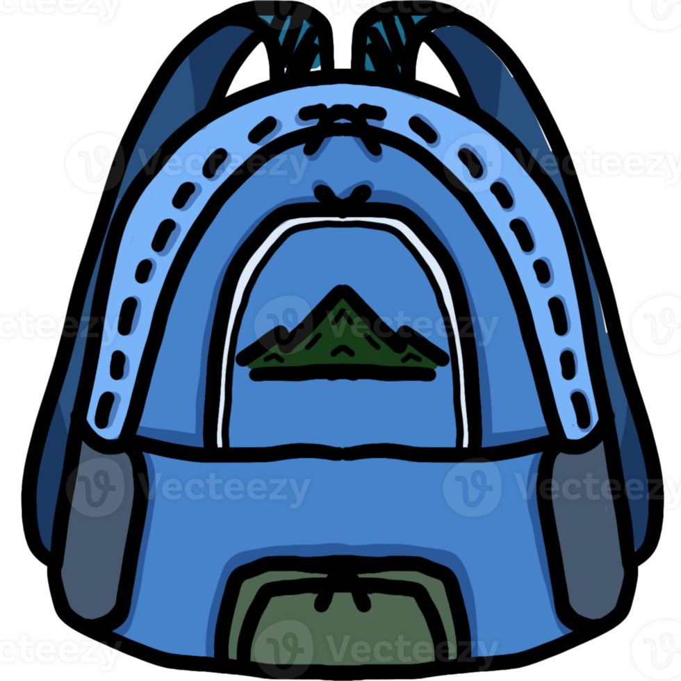 A blue backpack suitable for traveling. Go hiking or carry various items. png