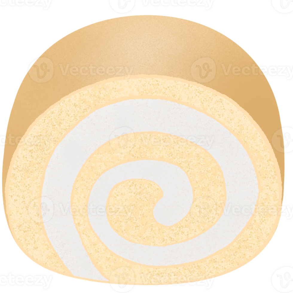 Roll cake filled with soft, thick cream. sliced Suitable for coffee shops and bakeries. png