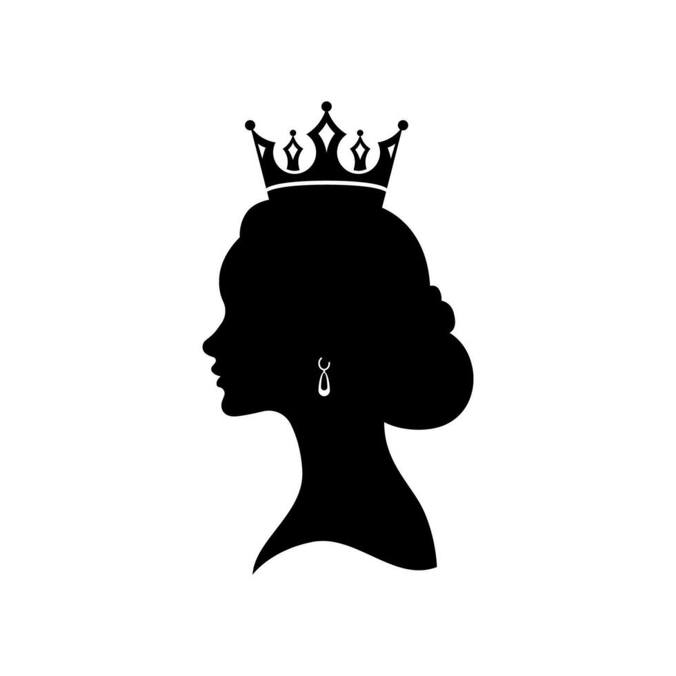 Silhouette of Queen vector isolated on white background.