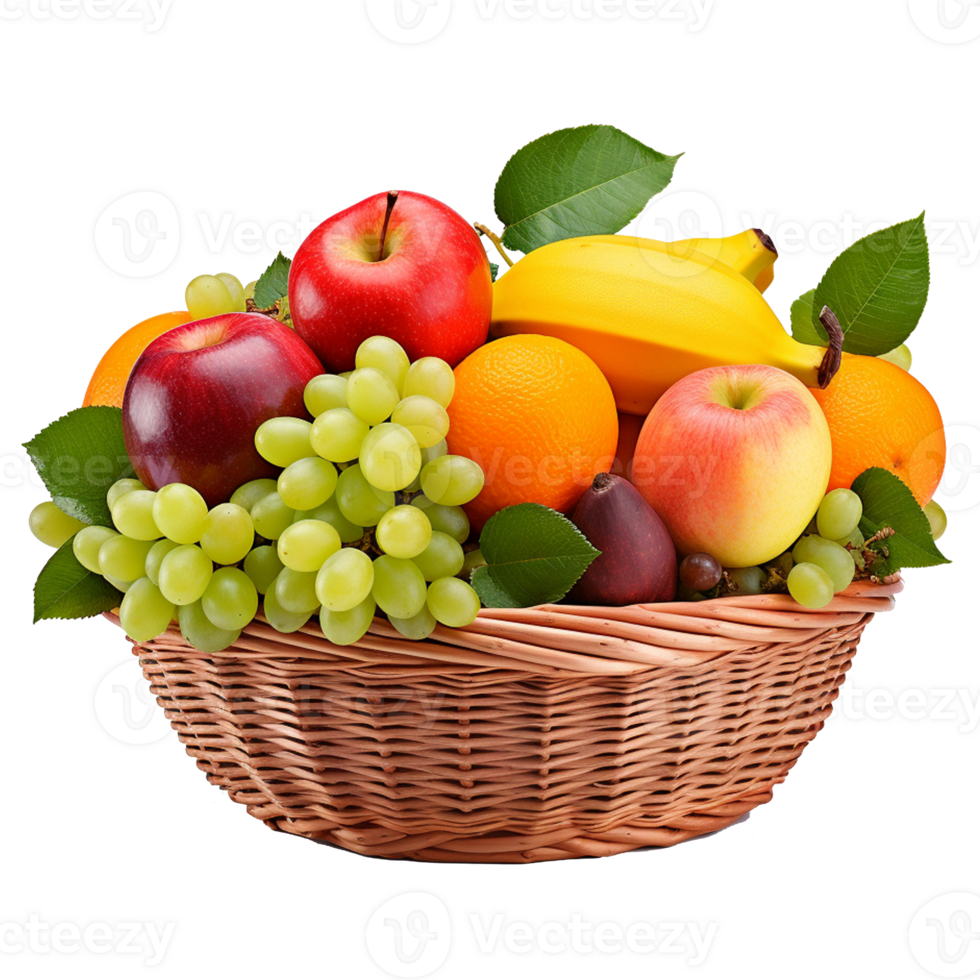 mix friut in woven basket png