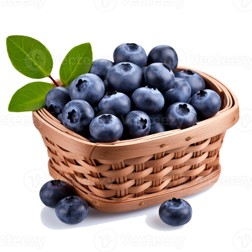 Blueberry in woven basket png