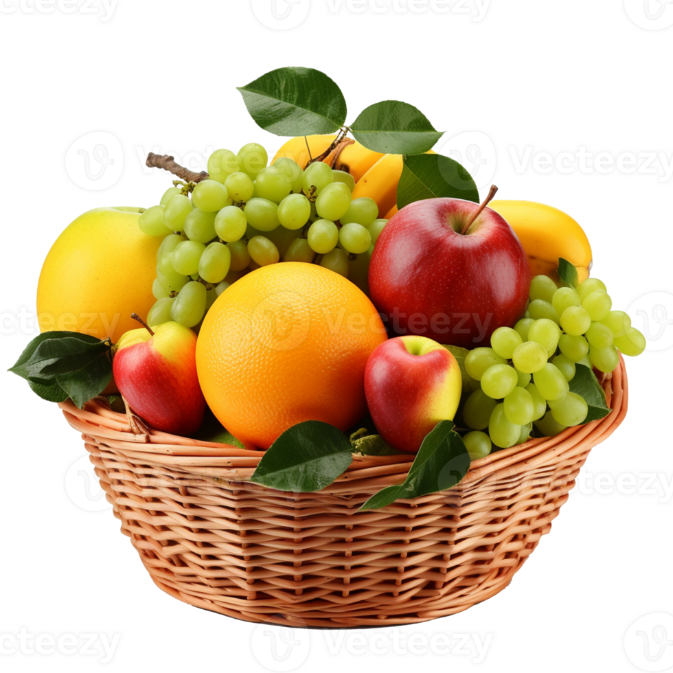 mix friut in woven basket png