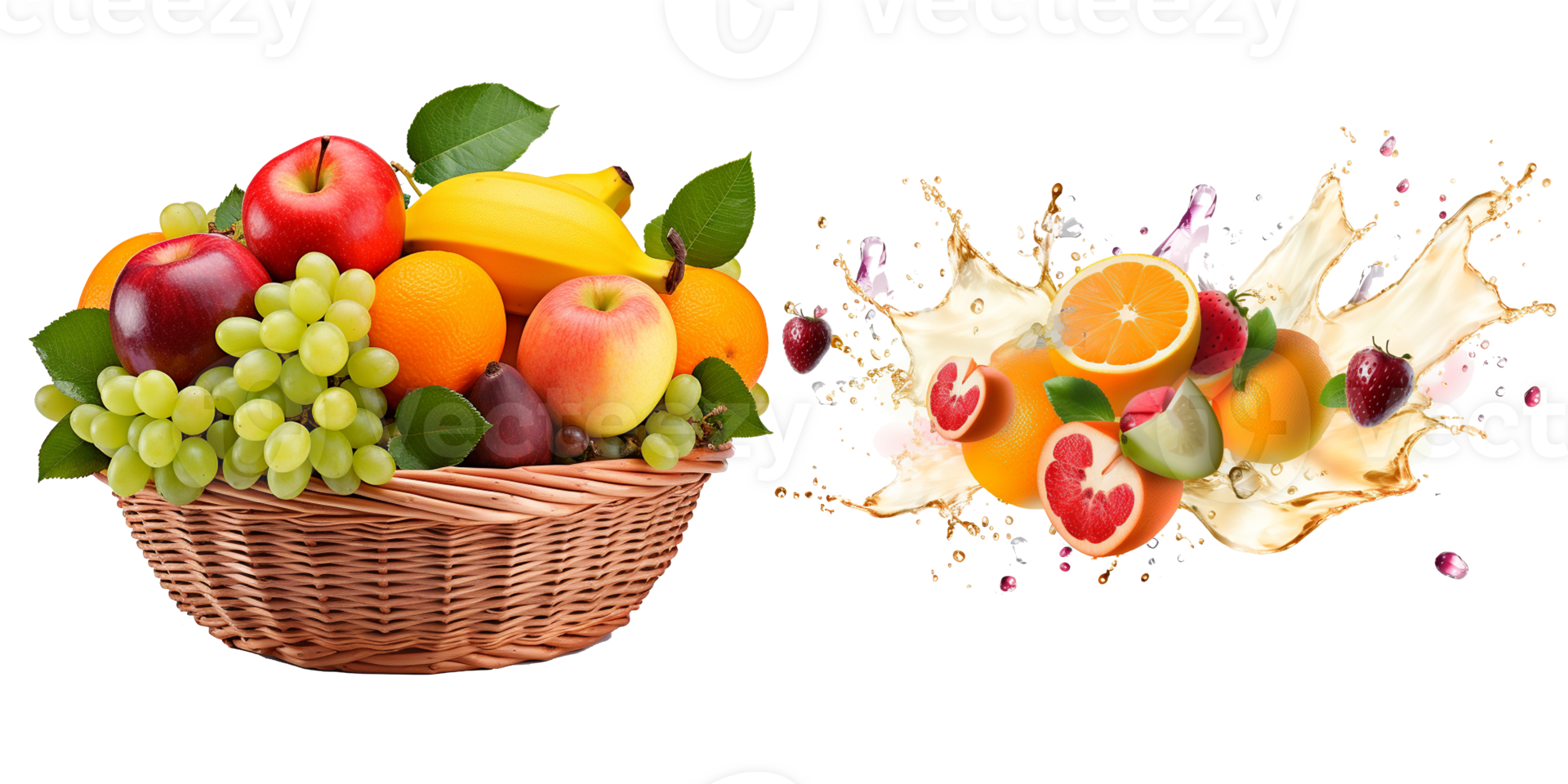 mix fruit in woven basket png