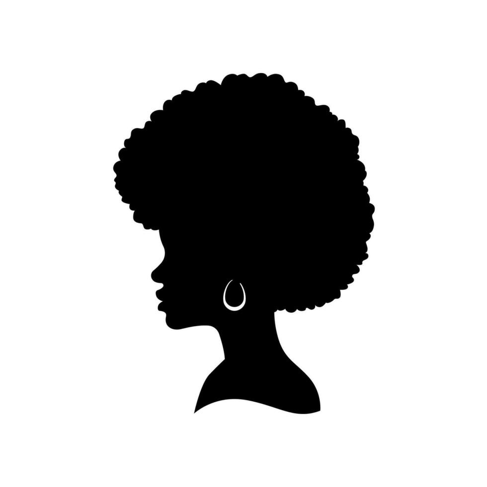 Silhouette of an African woman with frizzy hair vector