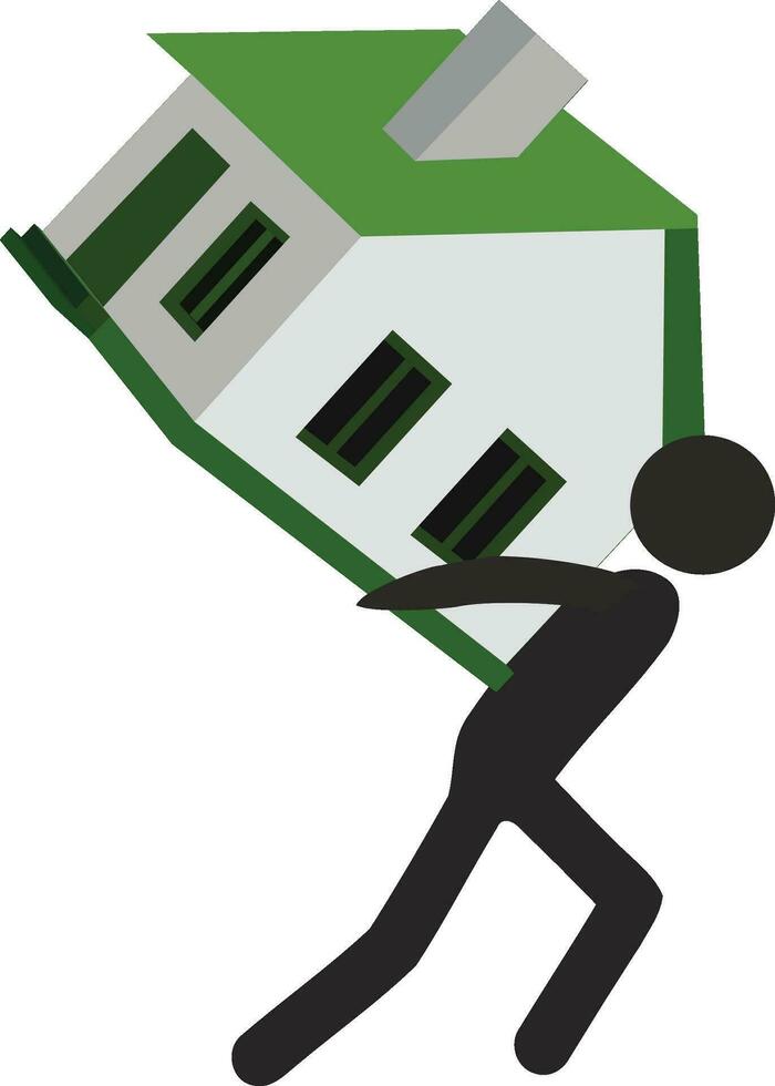 A black person carries his home on his shoulders vector