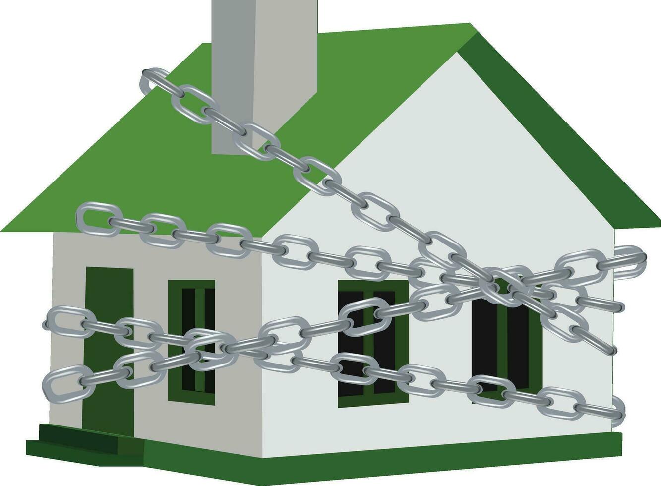 A house closed with chains for the dwelling- vector