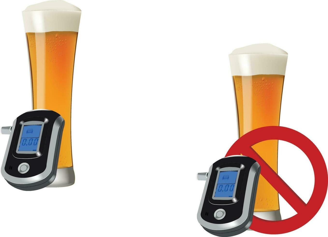 glass of beer with alcohol test vector