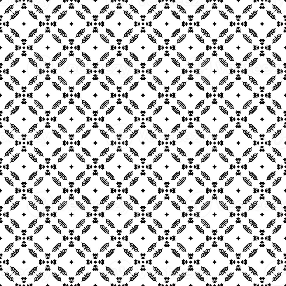 Black seamless abstract pattern. Overlay for background and backdrop. Ornamental design. PNG graphic illustration with transparent background.