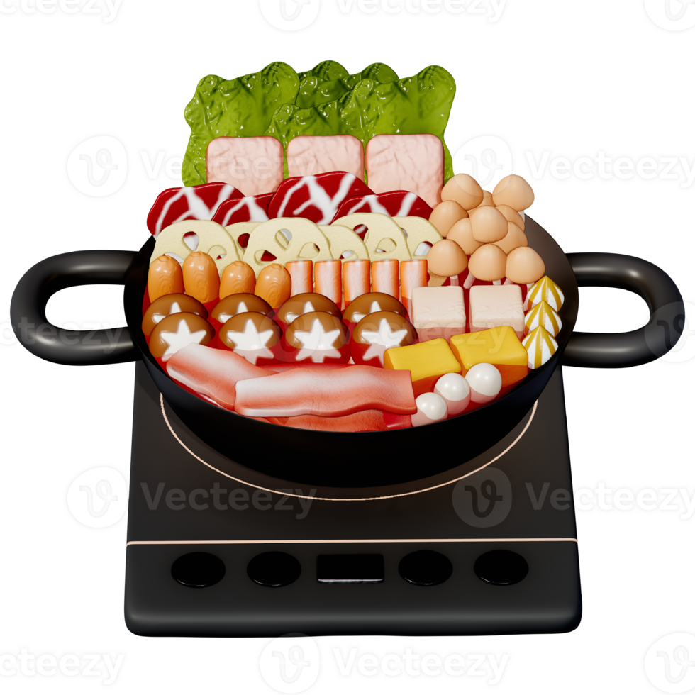Set of ingredient for sukiyaki clip art png