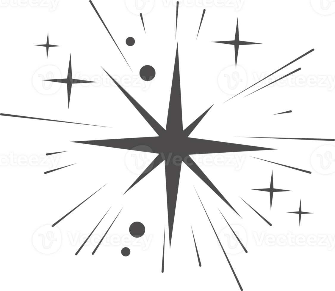 Christmas star shine. Glitter light magic icon. Twinkle sparkles with glow. Bright doodle symbol. png