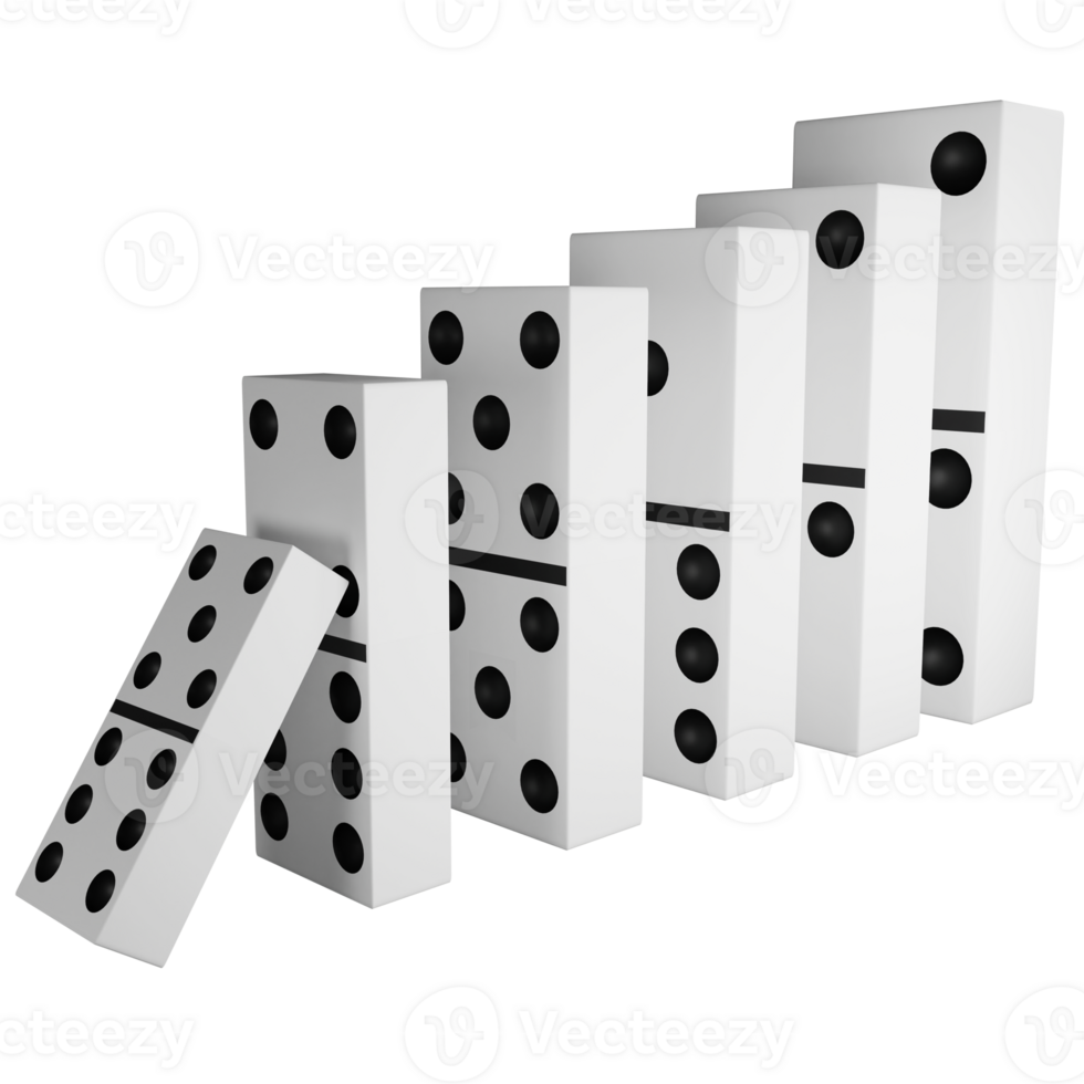 Small domino fall over bigger domino clipart flat design icon isolated on transparent background, 3D render entertainment and toy concept png