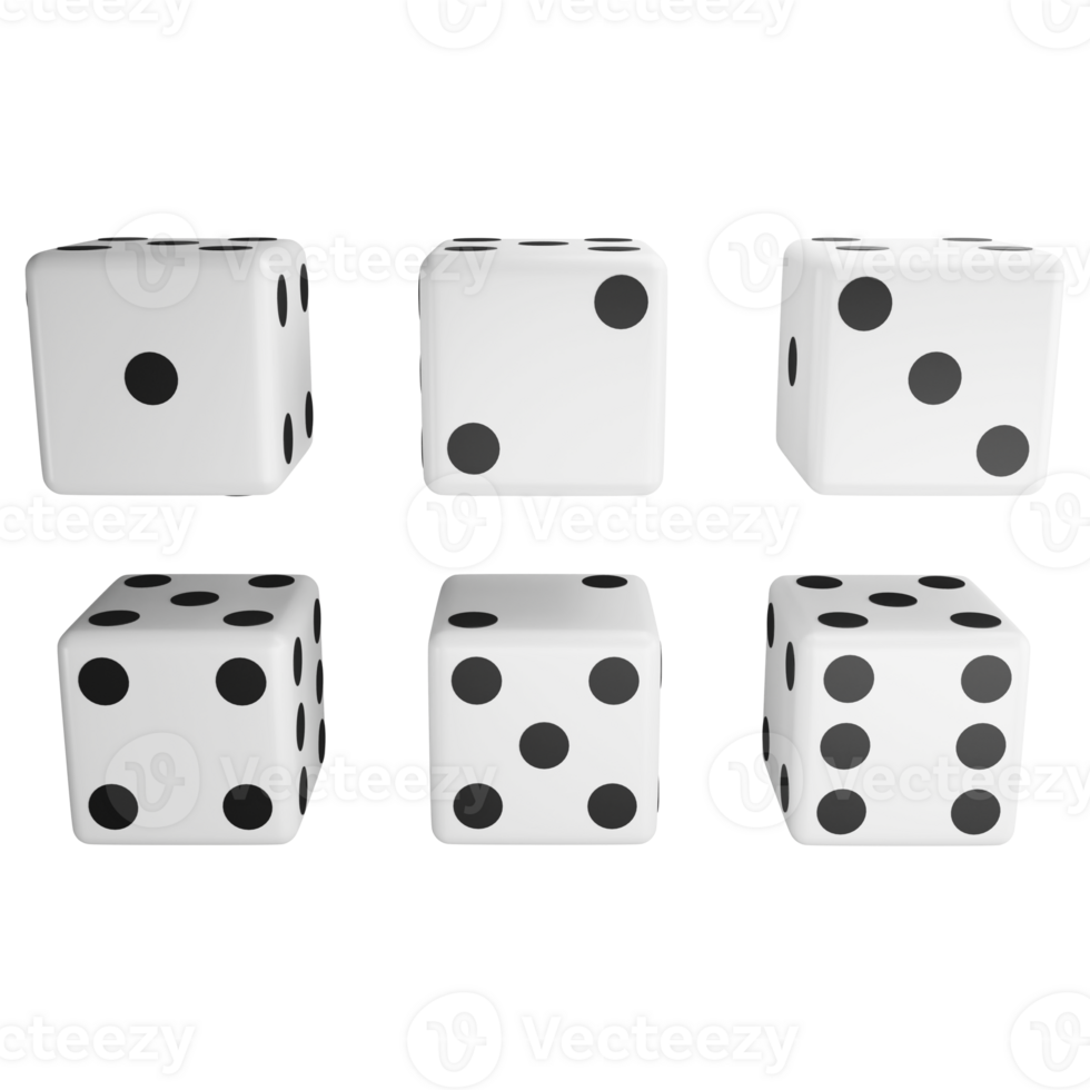 All view dice clipart flat design icon isolated on transparent background, 3D render entertainment and board game concept png