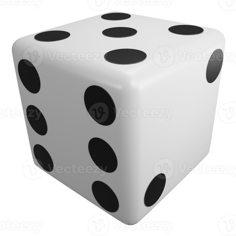 Dice clipart flat design icon isolated on transparent background, 3D render entertainment and board game concept png