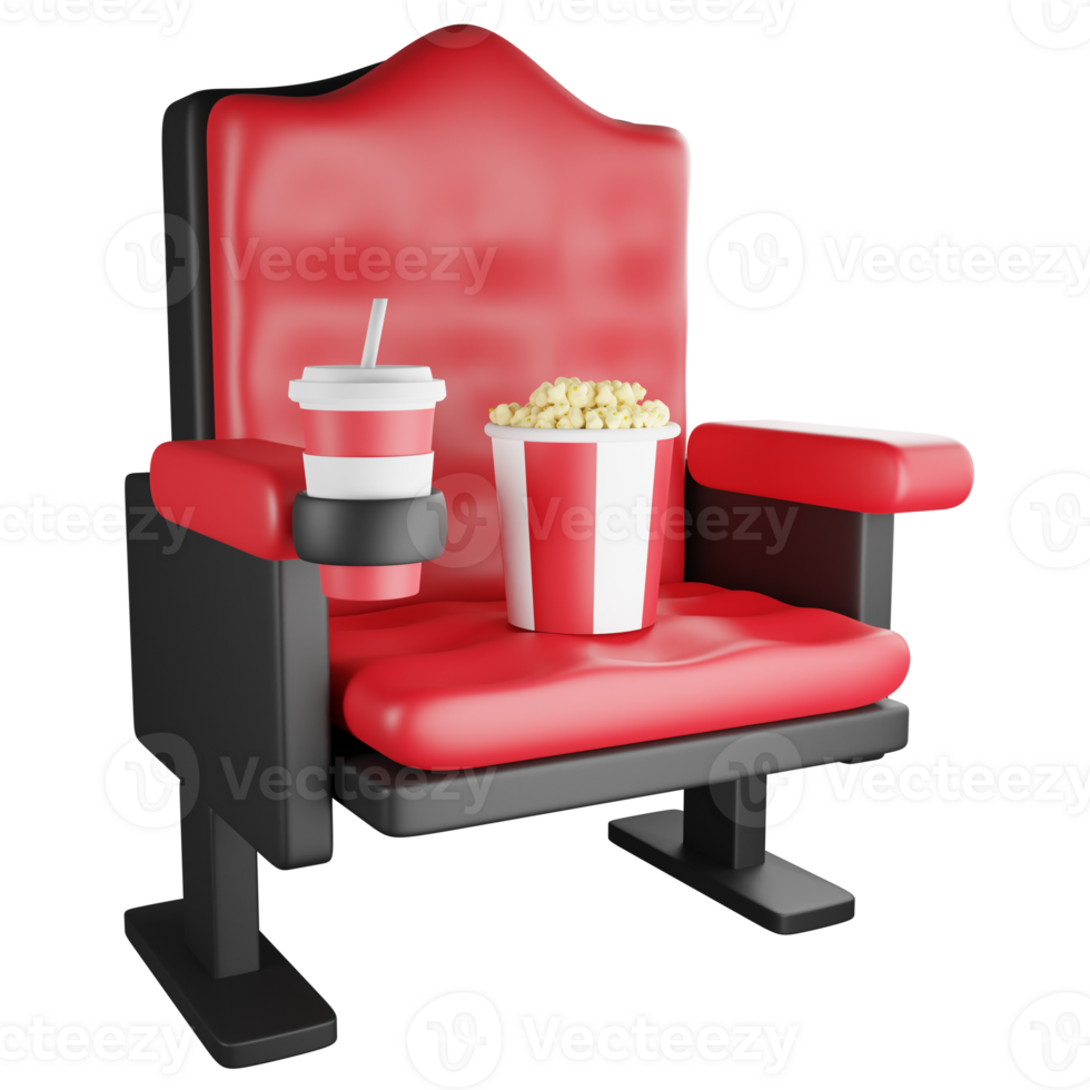 Kino Sitz und Snack Clip Art eben Design Symbol isoliert auf transparent Hintergrund, 3d machen Unterhaltung und Film Konzept png