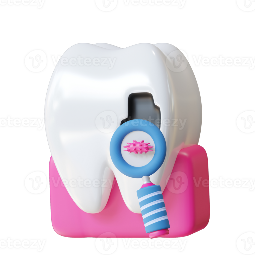 3d illustration tooth bacteria png