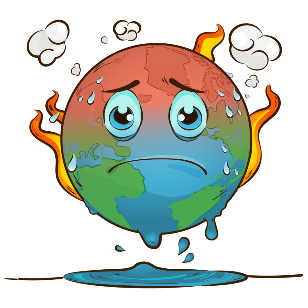 Cartoon planet earth crying png