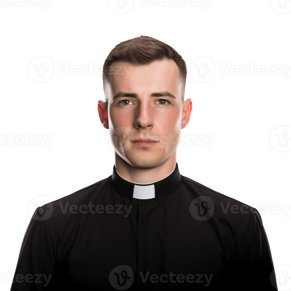ai generative Young, handsome priest isolated on transparent background png