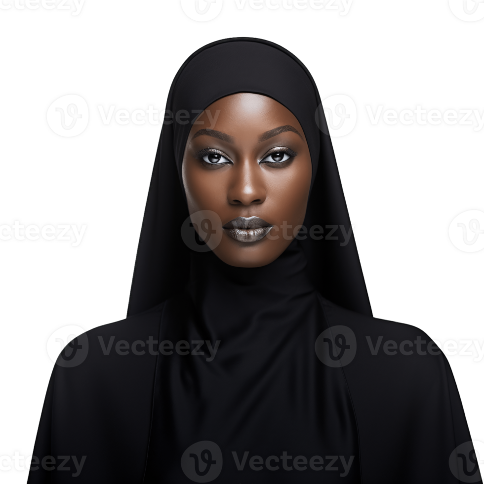 ai generative Portrait of a beautiful, young nun isolated on transparent background png