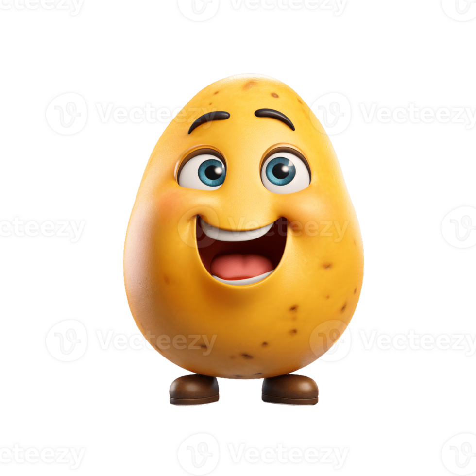 ai generative Cute friendly fruit and vegetable cartoon character isolated on transparent background png