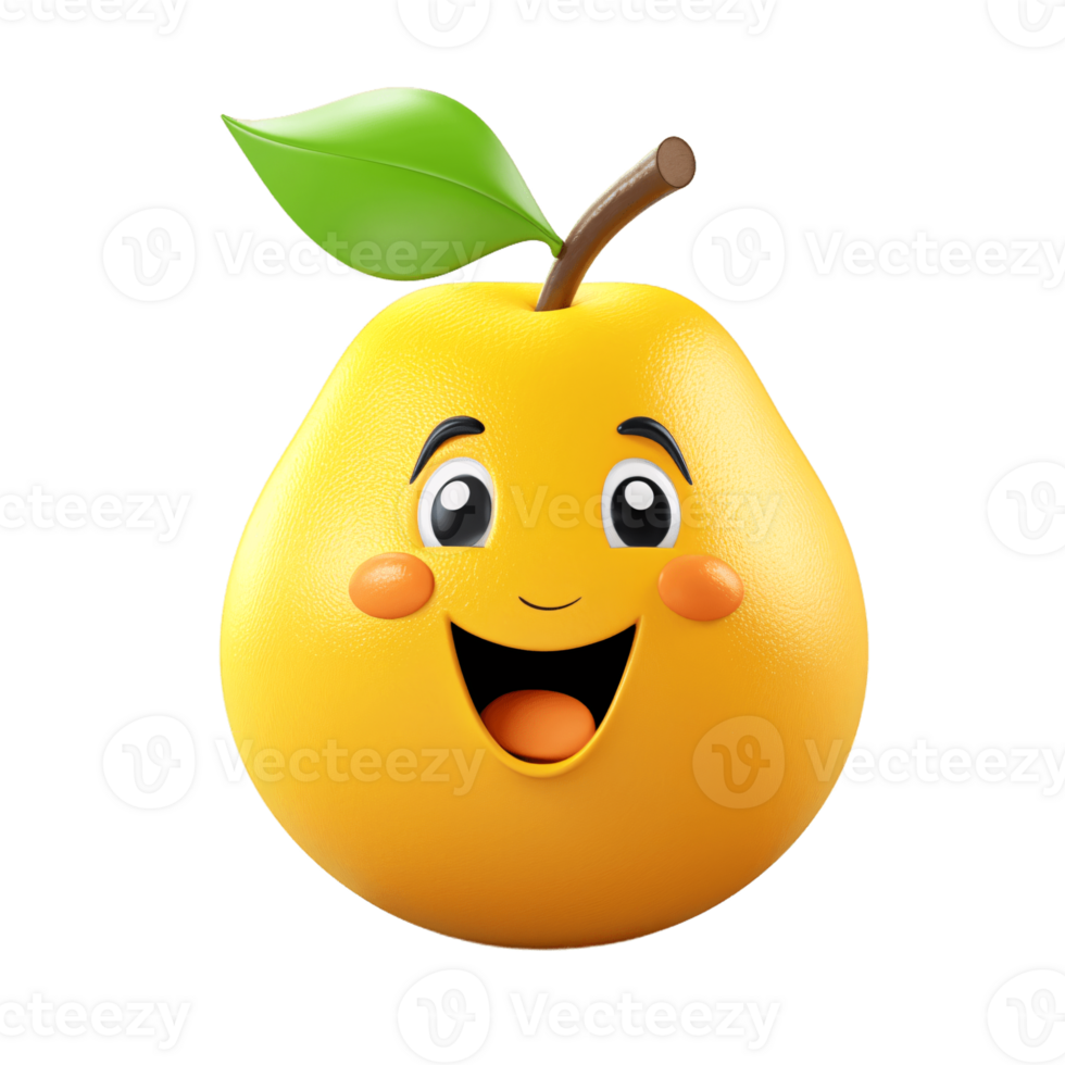 ai generative Cute friendly fruit and vegetable cartoon character isolated on transparent background png
