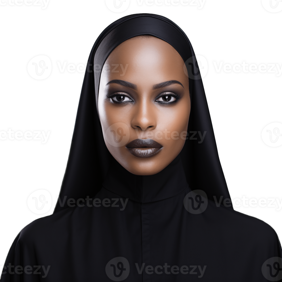 ai generative Portrait of a beautiful, young nun isolated on transparent background png