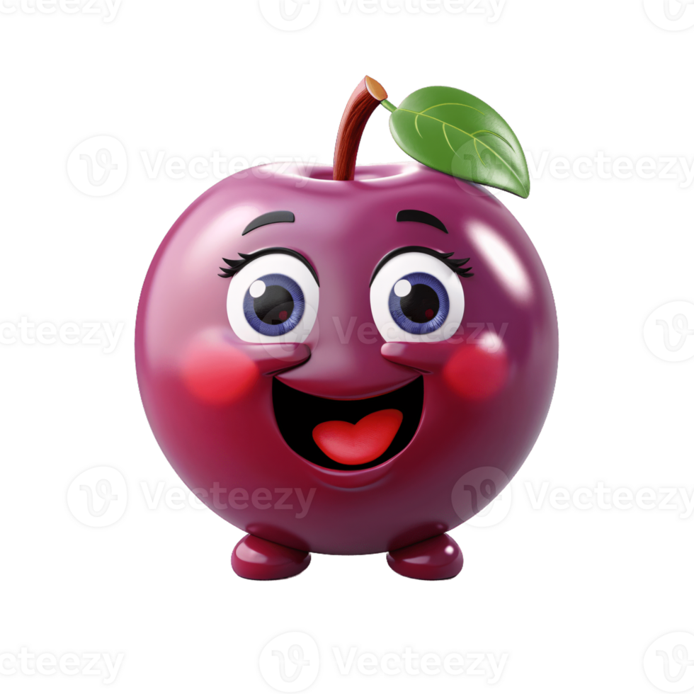 ai generative Cute friendly fruit and vegetable cartoon character isolated on transparent background png