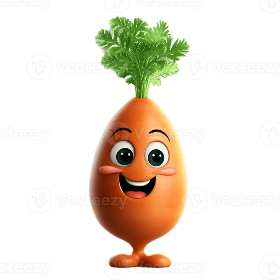 ai generative Cute friendly fruit and vegetable cartoon character isolated on transparent background png