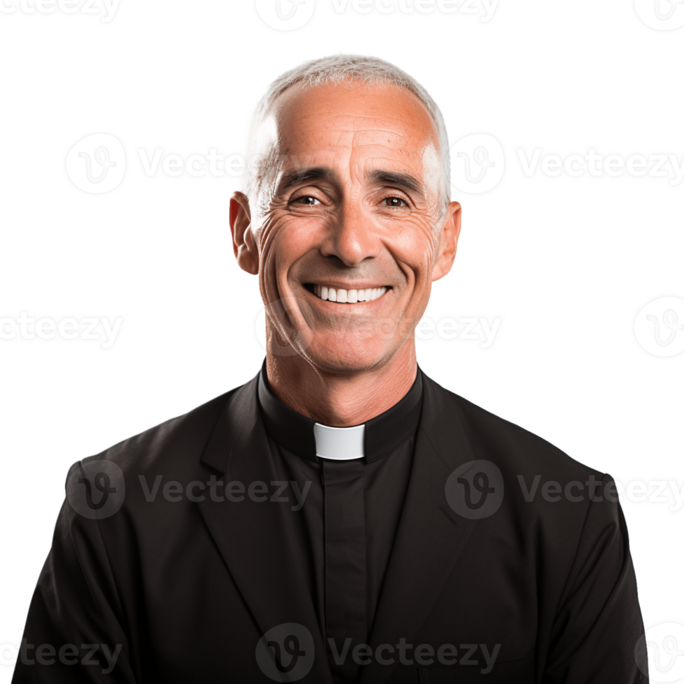 ai generative Middle aged priest isolated on transparent background png