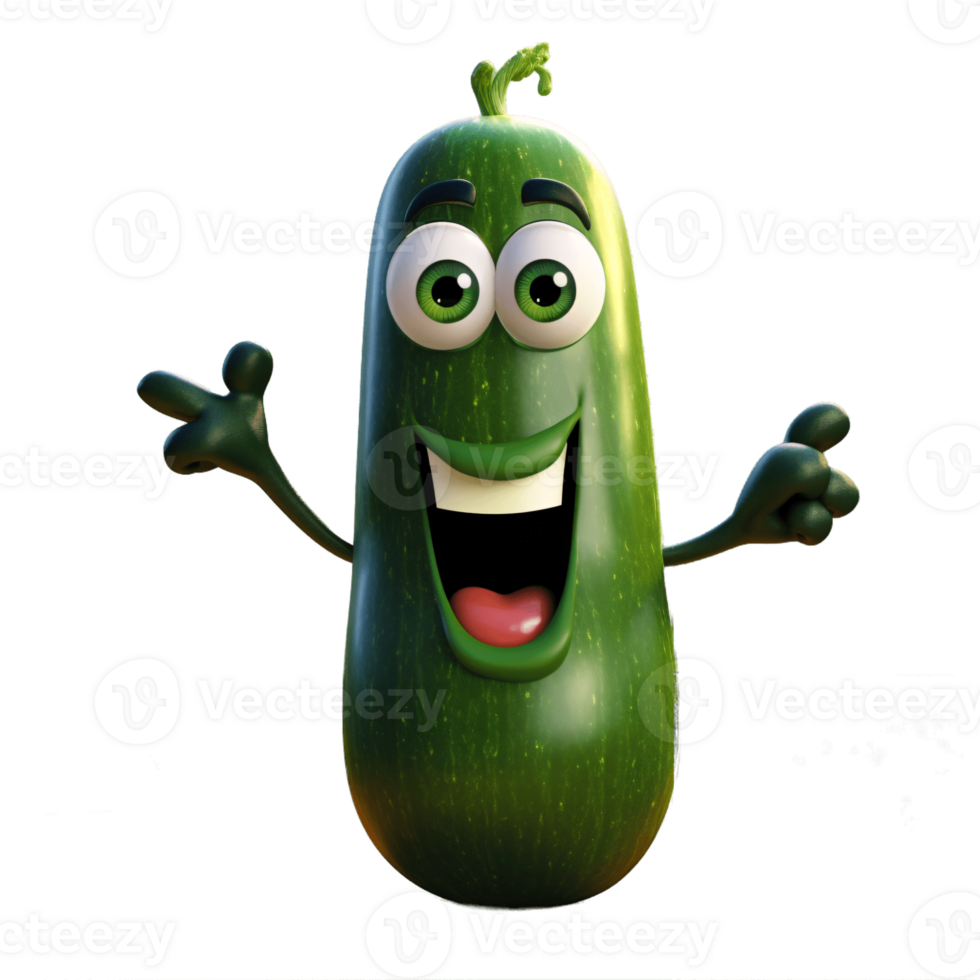 ai generative Cute friendly fruit and vegetable cartoon character isolated on transparent background png