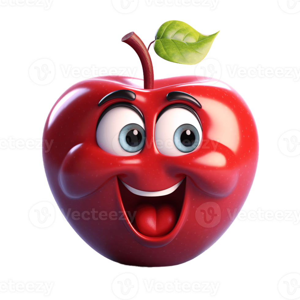 ai generative Cute friendly fruit and vegetable cartoon character isolated on transparent background png