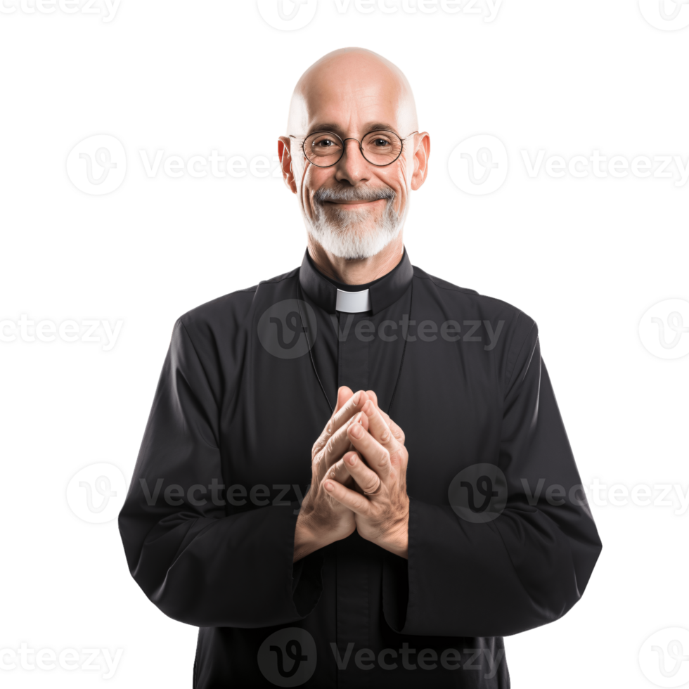 ai generative Middle aged priest isolated on transparent background png