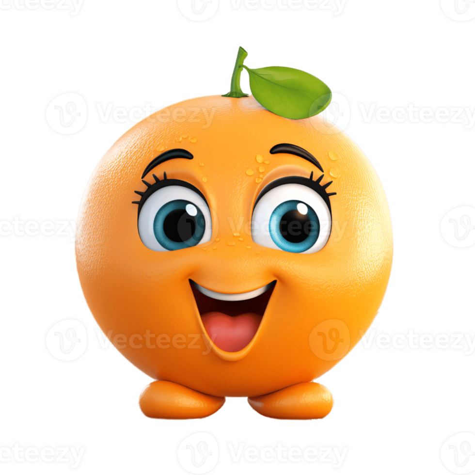 ai generative Cute friendly fruit and vegetable cartoon character isolated on transparent background png