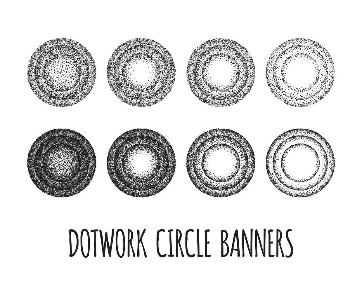 dotwork circle banners vector illustration