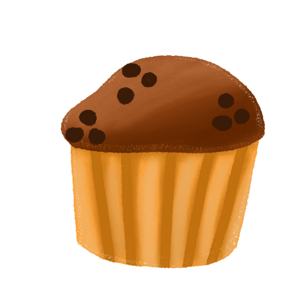 a cupcake with chocolate chips on it png