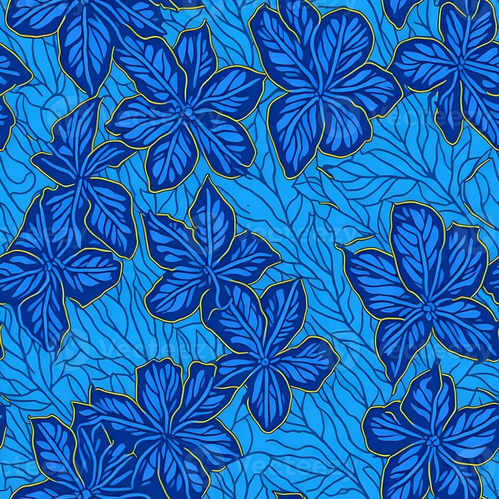 Blue flower seamless pattern photo