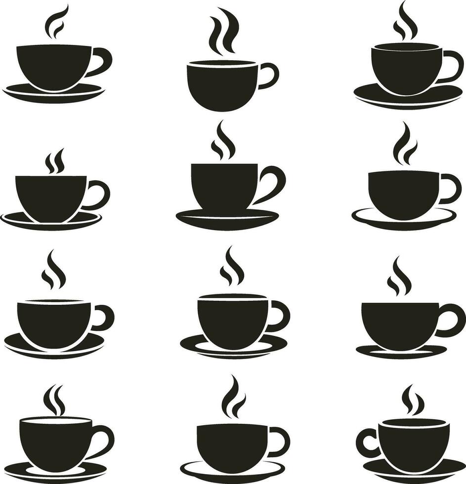 café taza íconos elegante vector gráficos para bebida marca