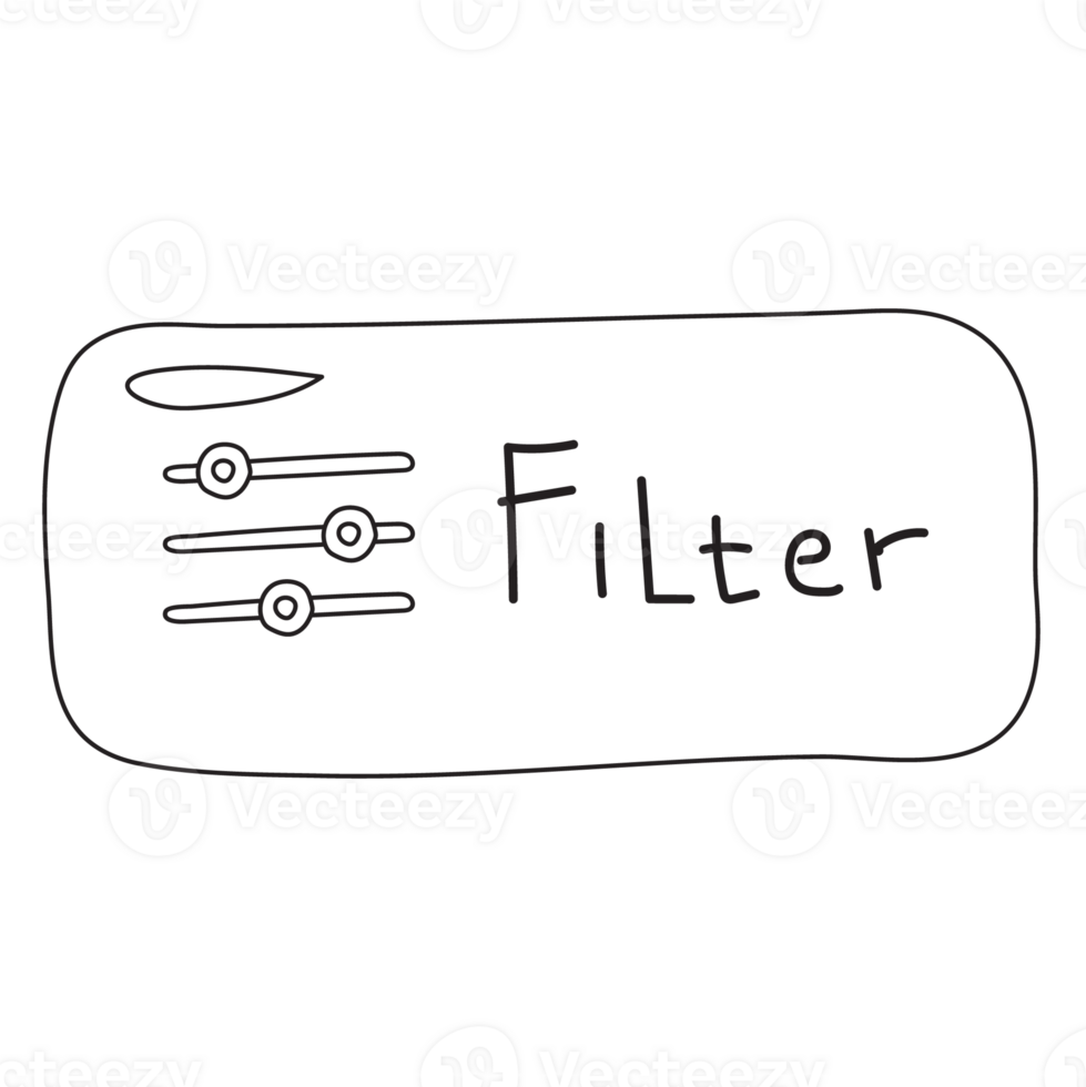 Filter Button Doodle Web Element 2D Outline Illustrations png